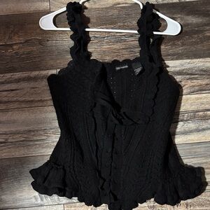 Black Ruffled Women's Top/FILI STAR dress-M/Talbots Sz 10 :Ryu L top -Bundle